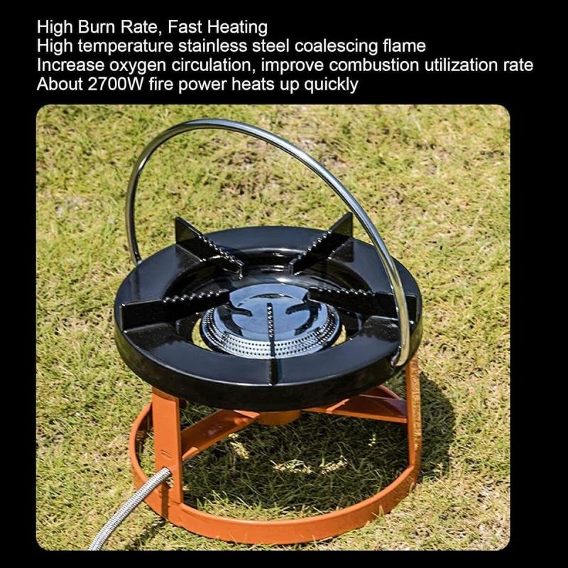 موقد غاز تخييم قوي بلهب اندماج – تسخين سريع وتصميم آمن للرحلات