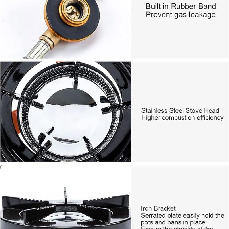 موقد غاز تخييم قوي بلهب اندماج – تسخين سريع وتصميم آمن للرحلات