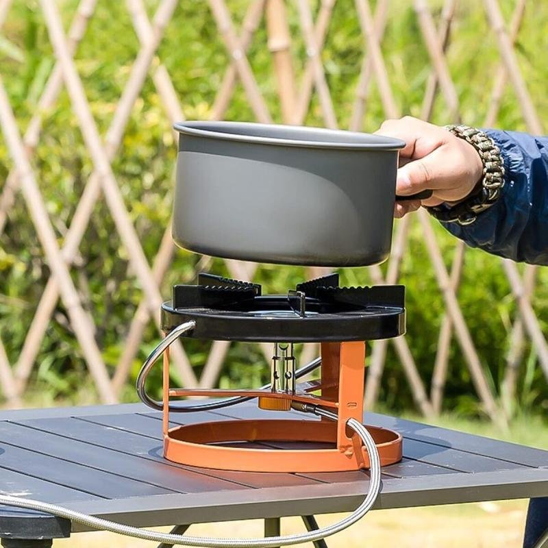 موقد غاز تخييم قوي بلهب اندماج – تسخين سريع وتصميم آمن للرحلات