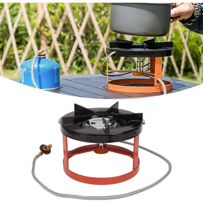 موقد غاز تخييم قوي بلهب اندماج – تسخين سريع وتصميم آمن للرحلات