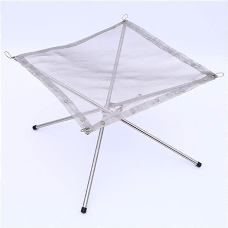 موقد نار خارجي محمول مقاس 11.5 بوصة، موقد نار قابل للطي مصنوع من شبكة من الفولاذ المقاوم للصدأ لحرق الحطب للتخييم