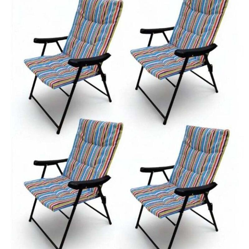 مجموعة كراسي تخييم قابلة للطي من سمارت هوم، 4 قطع - كرسي تخييم خفيف الوزن مبطن بمسند ظهر مرتفع للاستخدام الخارجي