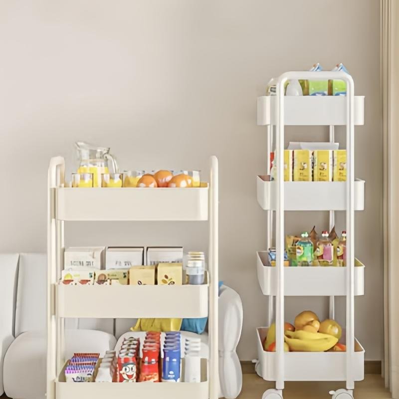 عربة تخزين أطفال متحركة من الفولاذ بالكامل بثلاثة أرفف