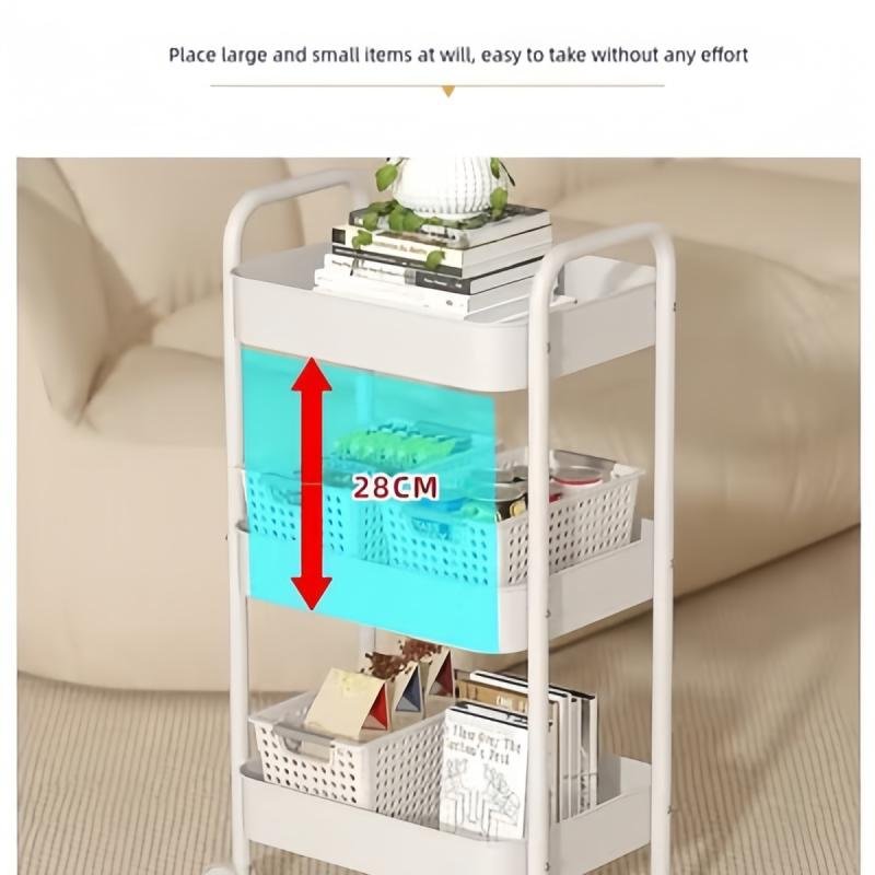 عربة تخزين أطفال متحركة من الفولاذ بالكامل بثلاثة أرفف