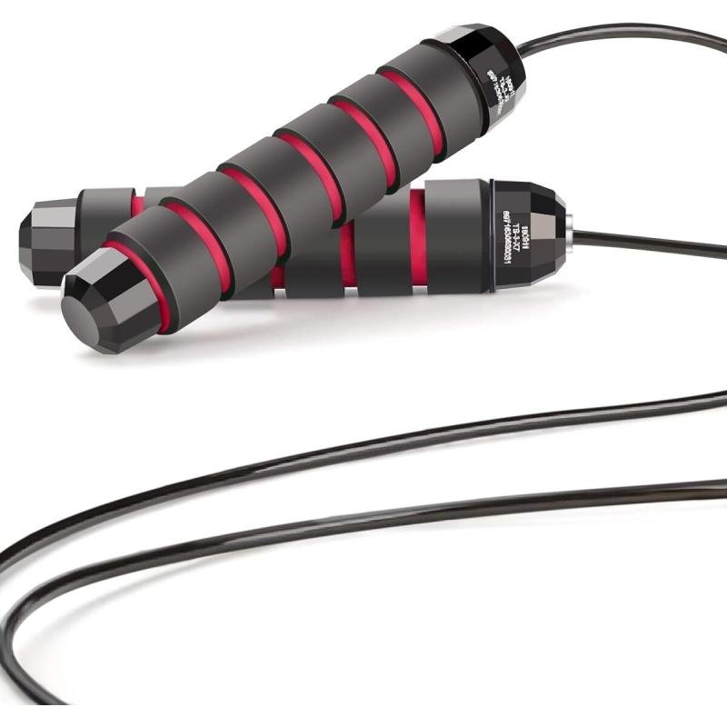 حبل قفز سريع بمحامل كروية ومقابض ميموري فوم – حبل تمارين قابل للتعديل لتمارين الكارديو واللياقة.