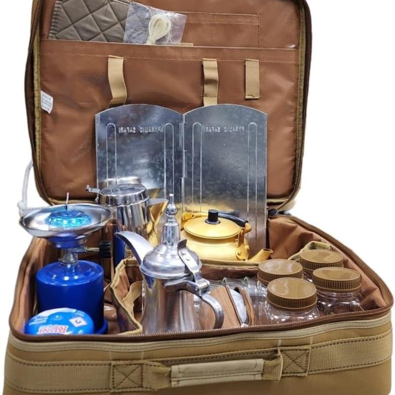 حقيبة للقهوة والشاي كاملة للرحلات والتخييم مع جميع الأدوات – شنطة بر و رحلات
