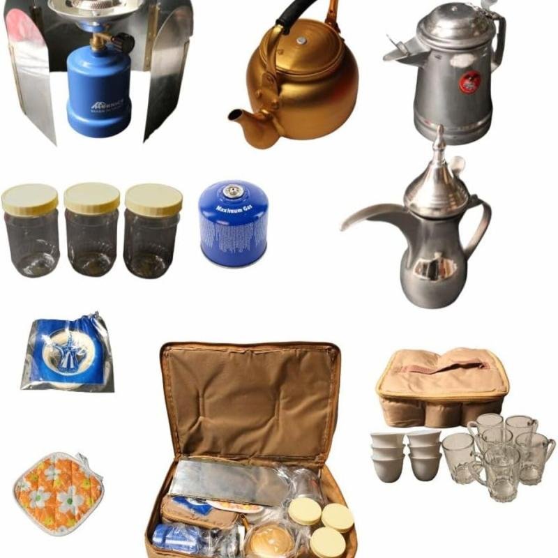 حقيبة للقهوة والشاي كاملة للرحلات والتخييم مع جميع الأدوات – شنطة بر و رحلات