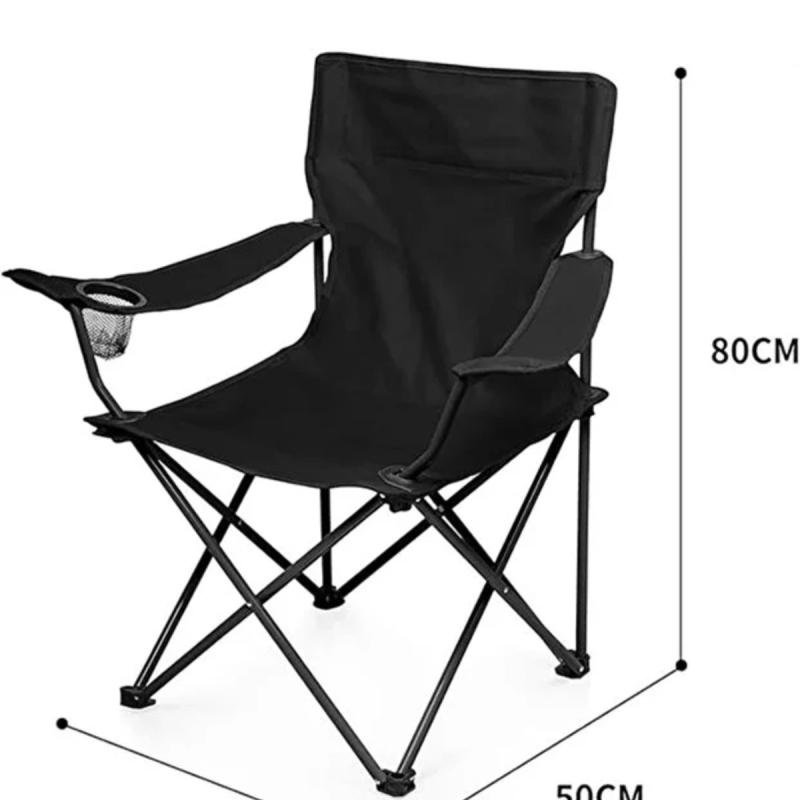 كرسي تخييم قابل للطي مع مساند للذراعين وحامل أكواب، كرسي شاطئ وحديقة قابل للطي (عبوة من قطعتين)