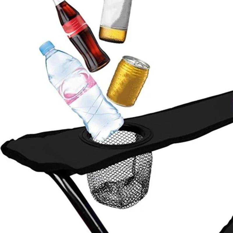 كرسي تخييم قابل للطي مع مساند للذراعين وحامل أكواب، كرسي شاطئ وحديقة قابل للطي (عبوة من قطعتين)