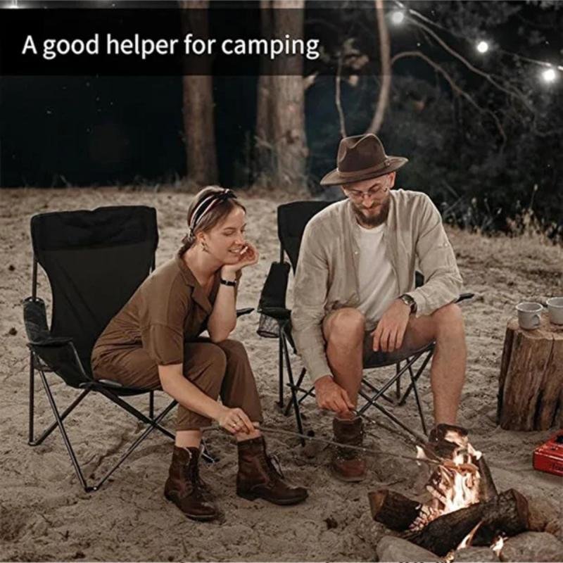 كرسي تخييم قابل للطي مع مساند للذراعين وحامل أكواب، كرسي شاطئ وحديقة قابل للطي (عبوة من 5 قطع)