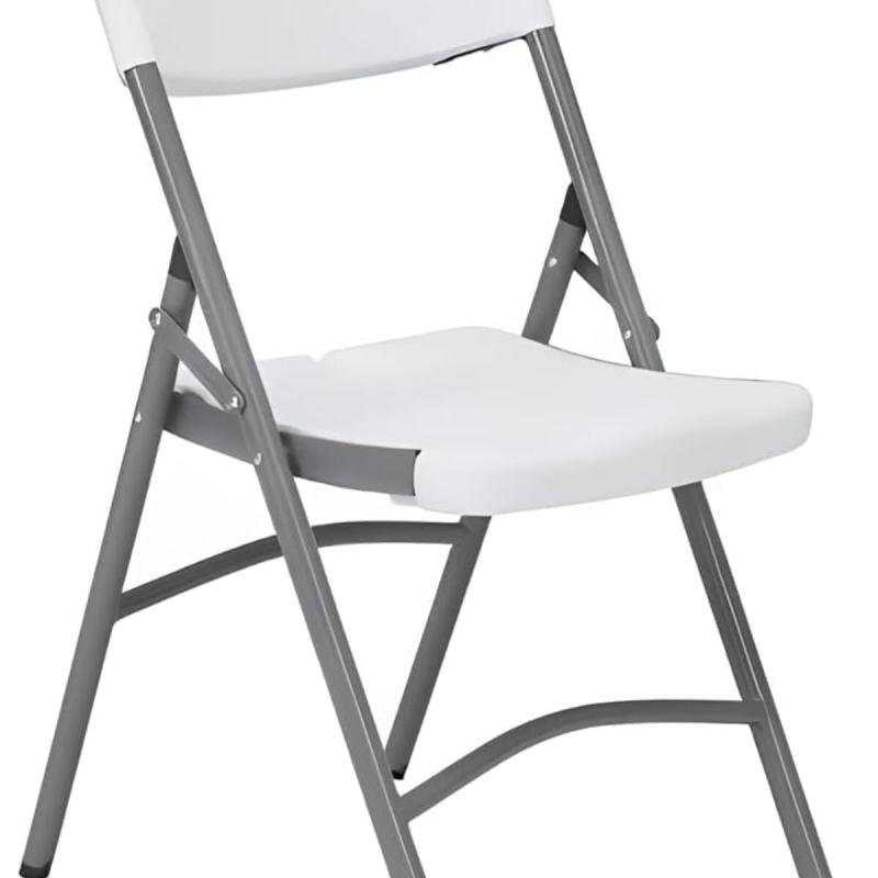 كراسي بلاستيكية قابلة للطي متينة - كراسي بيضاء قابلة للطي للاستخدام الداخلي/الخارجي، بإطار معدني، مريحة