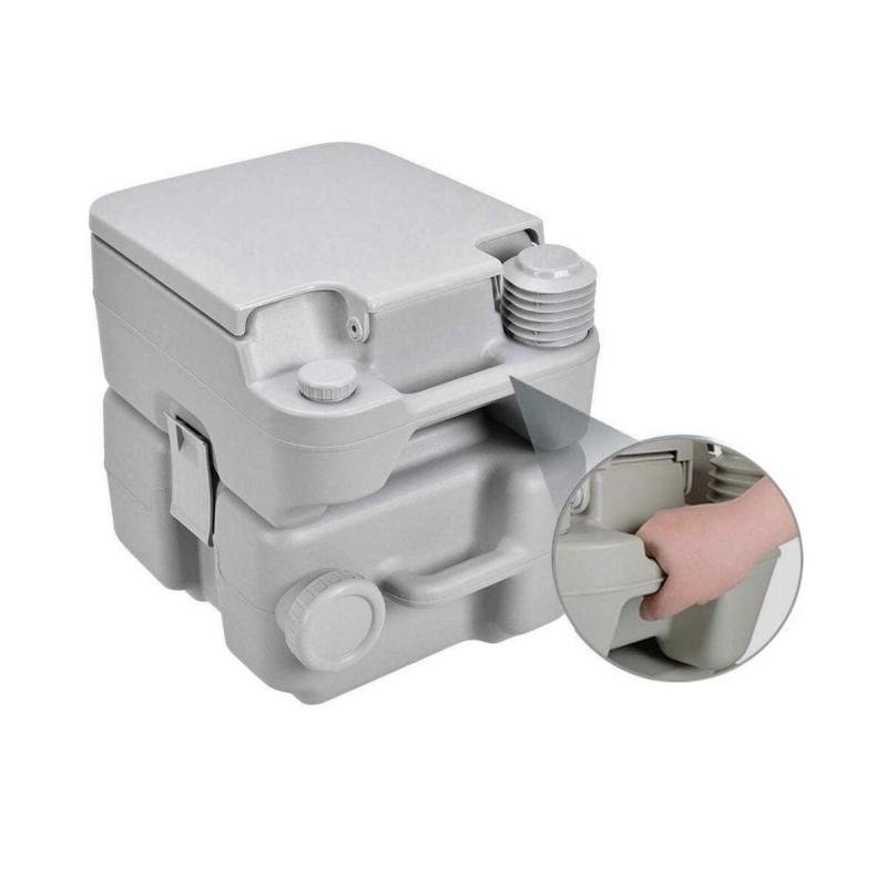 مرحاض محمول متنقل مع مضخة مياه قوية مدمجة للرحلات الخارجية والتخييم سعة 20 لتر بخزان وتنظيف ضغط