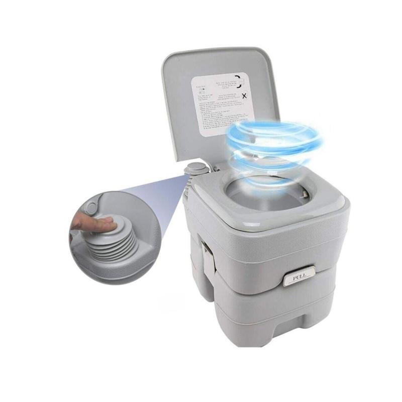 مرحاض محمول متنقل مع مضخة مياه قوية مدمجة للرحلات الخارجية والتخييم سعة 20 لتر بخزان وتنظيف ضغط