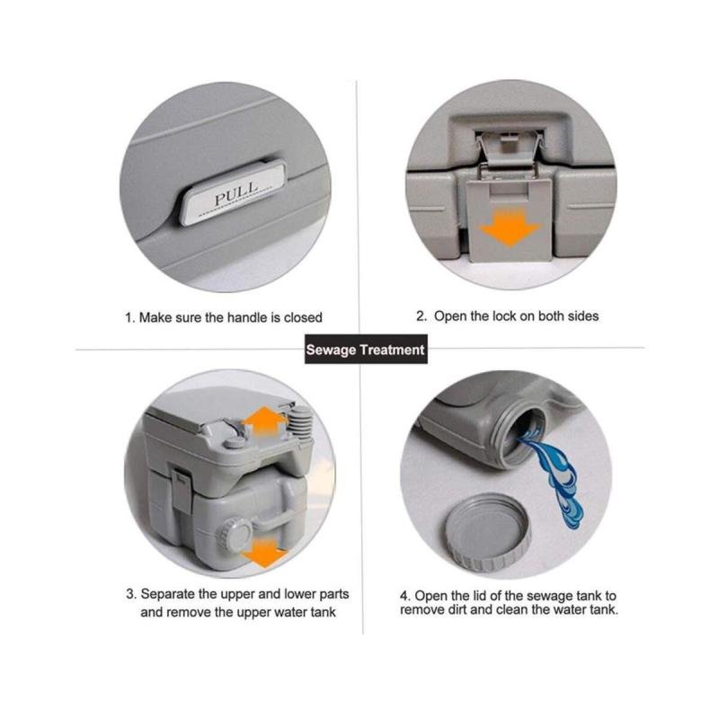 مرحاض محمول متنقل مع مضخة مياه قوية مدمجة للرحلات الخارجية والتخييم سعة 20 لتر بخزان وتنظيف ضغط
