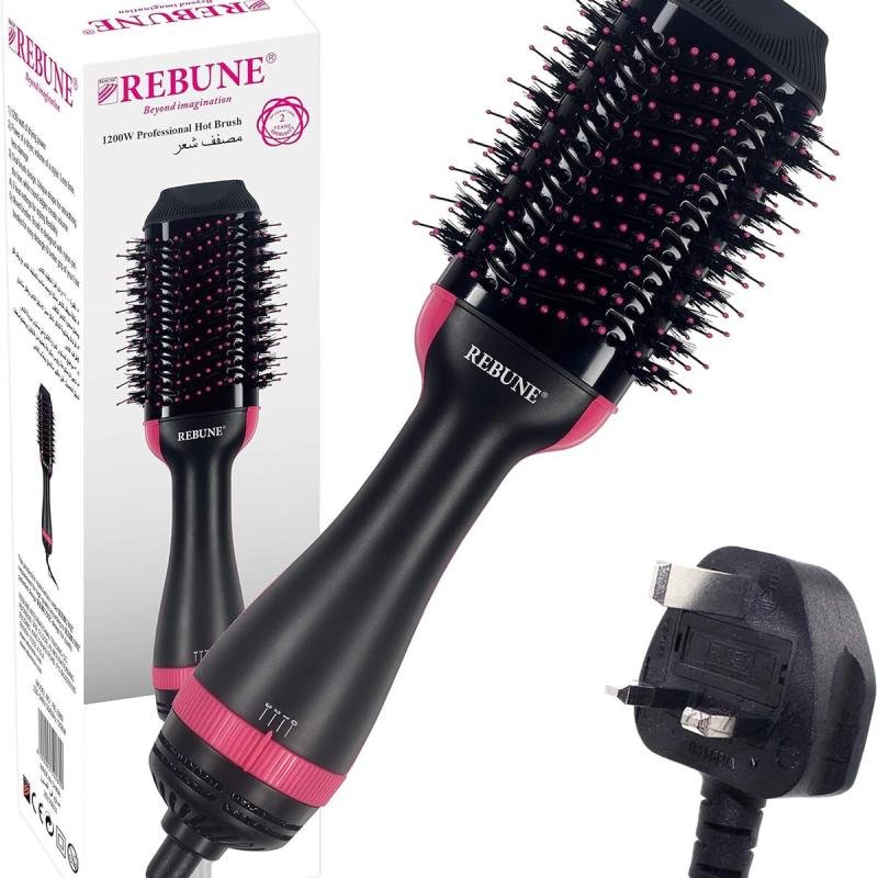 مجفف الشعر RE-2089 بقوة 1200 واط ومكثف الشعر بخطوة واحدة وفرشاة الهواء الساخن، أسود