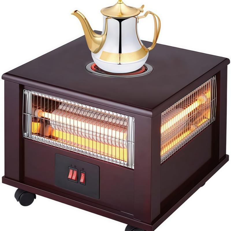 مدفأة كهربائية DLC بأربع شعلات مع لوح تسخين، سخان كوارتز بالأشعة تحت الحمراء، قابلة للتعديل بزاوية 360 درجة، DLC-R5843