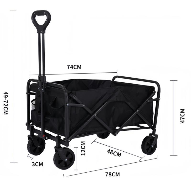 عربة تخييم قابلة للطي، ذات سعة كبيرة وعجلات متينة قابلة للفصل للرحلات والتخييم