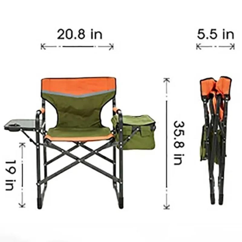 🪑كرسي قابل للطي مع طاولة جانبية وحقيبة تبريد للرحلات والتخييم يتحمل 180 كيلو