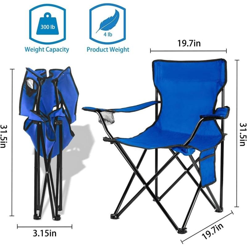 🏕️ كرسي تخييم و رحلات قابل للطي وخفيف الوزن مع حقيبة حمل وحامل اكواب- ستيل متين وبوليستر 100%