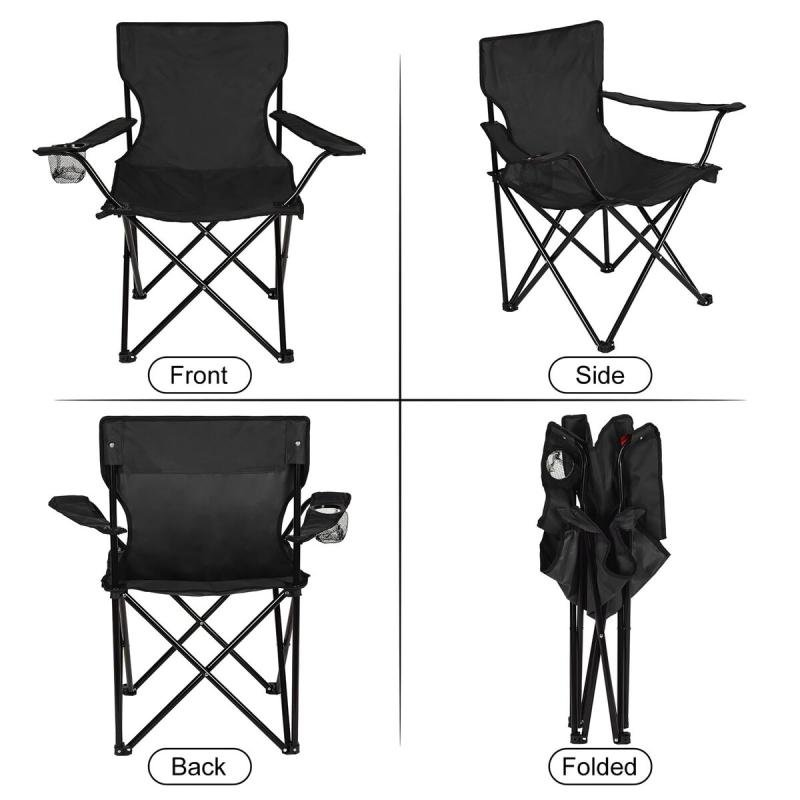 كرسي تخييم قابل للطي مع مساند للذراعين وحامل أكواب، كرسي شاطئ وحديقة قابل للطي (قطعة واحدة)