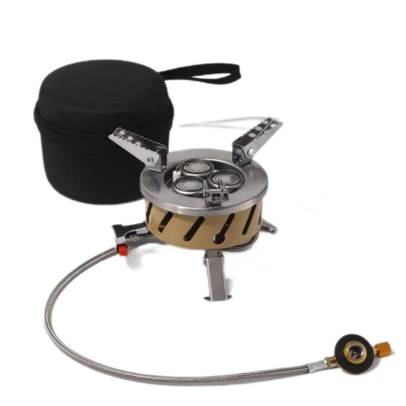 موقد غاز البوتان ثلاثي الشعلات صديق للبيئة من OEM بثلاثة رؤوس للتخييم والنزهات