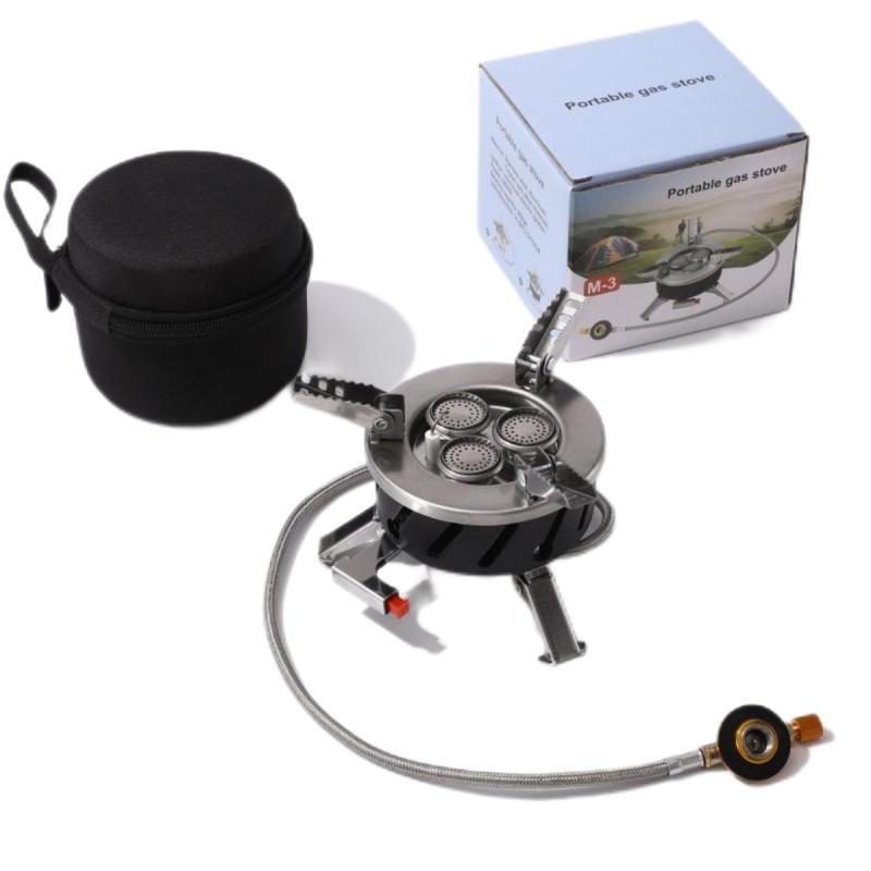 موقد غاز البوتان ثلاثي الشعلات صديق للبيئة من OEM بثلاثة رؤوس للتخييم والنزهات