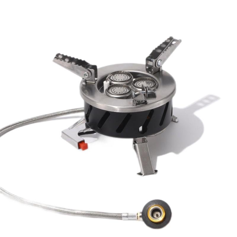 موقد غاز البوتان ثلاثي الشعلات صديق للبيئة من OEM بثلاثة رؤوس للتخييم والنزهات