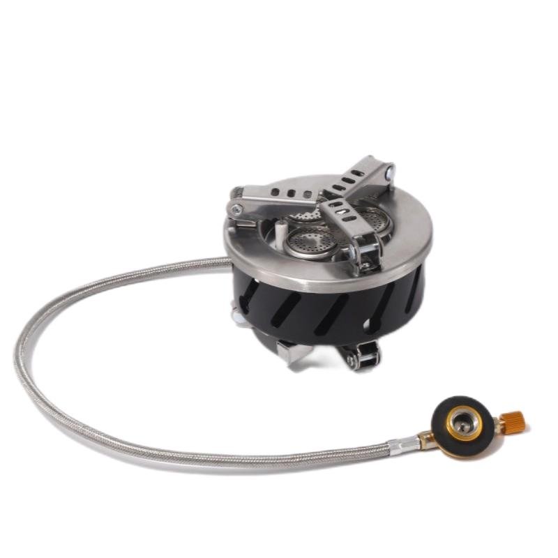 موقد غاز البوتان ثلاثي الشعلات صديق للبيئة من OEM بثلاثة رؤوس للتخييم والنزهات