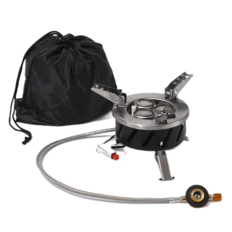موقد غاز البوتان ثلاثي الشعلات صديق للبيئة من OEM بثلاثة رؤوس للتخييم والنزهات