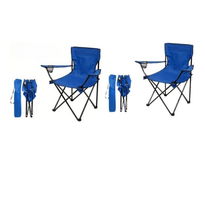 طقم كرسي تخييم من قطعتين - قماش أكسفورد قابل للطي وإطار معدني، مريح وخفيف الوزن