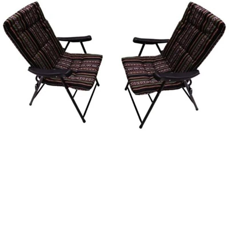 طقم كراسي سدو قابلة للطي مع مساند للذراعين - كرسيان (للنزهات/الرياضة/الأنشطة الخارجية)