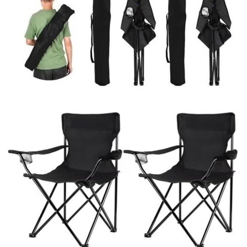 طقم كراسي تخييم - كرسيان قابلان للطي من قماش أكسفورد مع أرجل معدنية