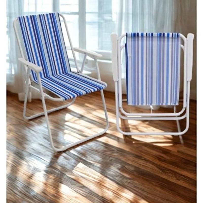 كرسي تخييم قابل للطي مصنوع من قماش أكسفورد مع أرجل معدنية – 45×45×80 سم