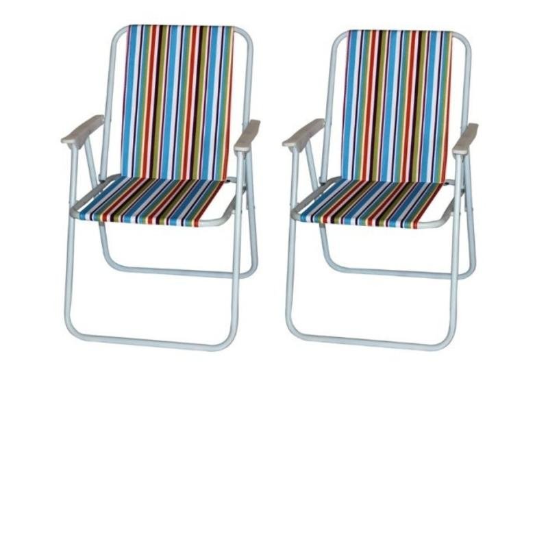 طقم كرسي تخييم قابل للطي من قطعتين، مصنوع من قماش أكسفورد مع أرجل معدنية – 45×45×80 سم