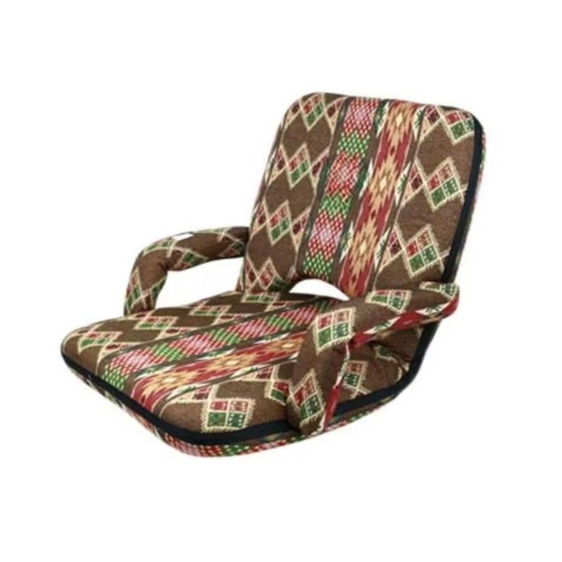 كرسي أرضي قابل للطي مع مسند ذراع , مريح للجلوس والاسترخاء، مثالي للمنزل والرحلات، بحجم 55×50×50 سم