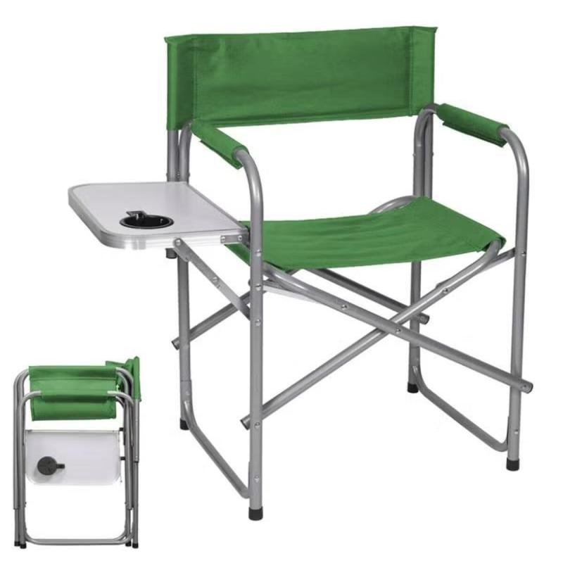 كرسي تخييم قابل للطي مع طاولة جانبية وحامل أكواب، إطار ألمنيوم متين مثالي للرحلات والنزهات