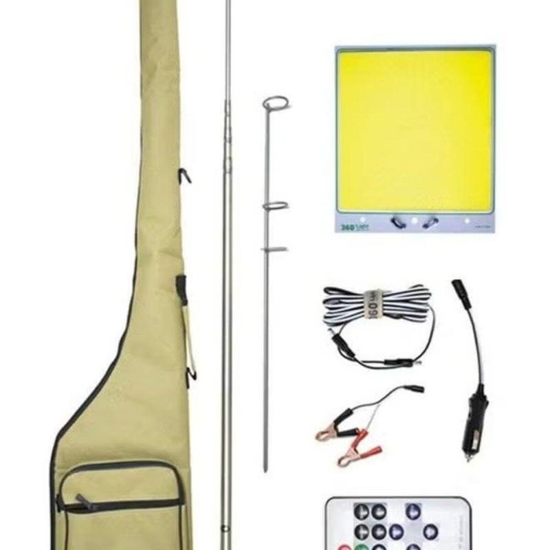 مصباح تخييم LED بقوة 400 واط متعدد الوظائف مع ذراع 4 أمتار وجهاز تحكم عن بُعد مثالي للرحلات