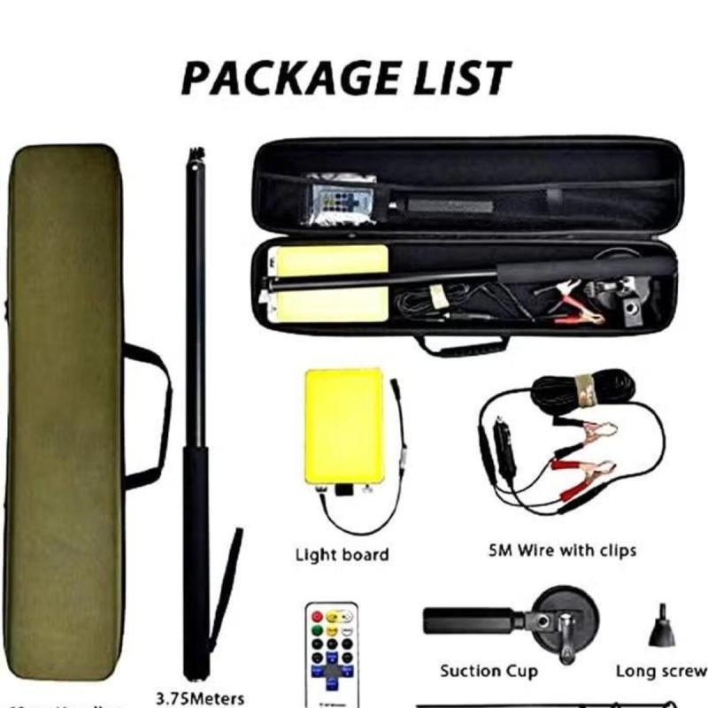 مصباح تخييم LED 360° متعدد الوظائف مع تحكم عن بُعد، 3 أوضاع إضاءة وكابل 5 متر للصيد والرحلات