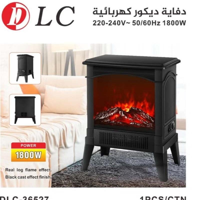 مدفأة كهربائية بقوة ١٨٠٠ واط مع تأثير لهب حقيقي | مدفأة ديكورية