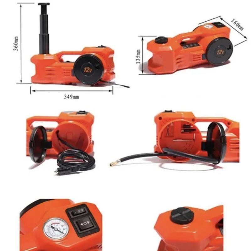 رافعة سيارة كهربائية 4 في 1 مع منفاخ هواء ومفتاح ربط ومطرقة أمان