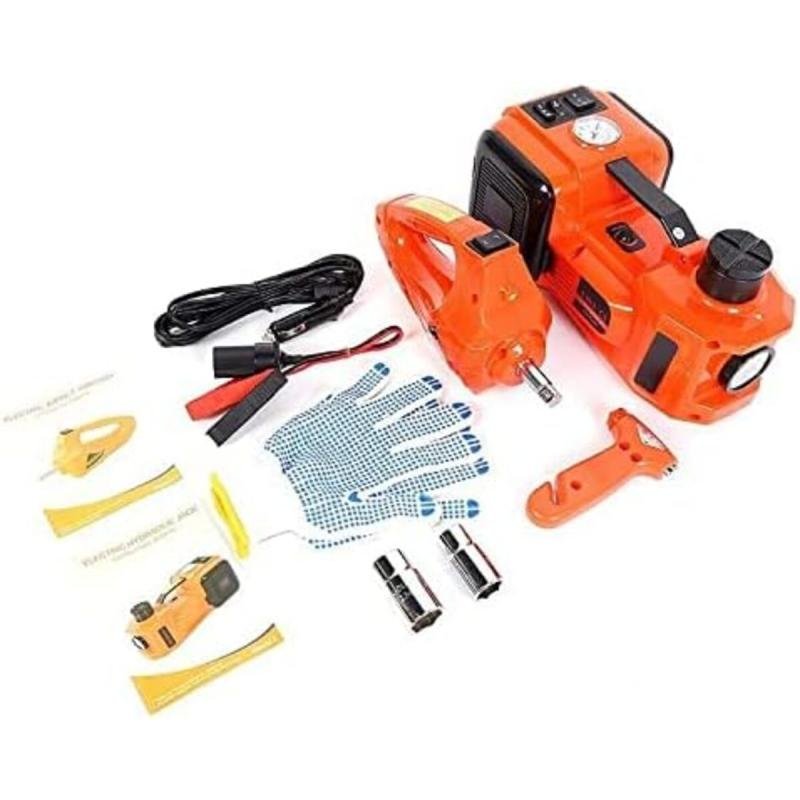 جاك هيدروليكية كهربائية للسيارة بقوة 5 أطنان و12 فولت ومفتاح ربط صدمات مع منفاخ إطارات ممتاز