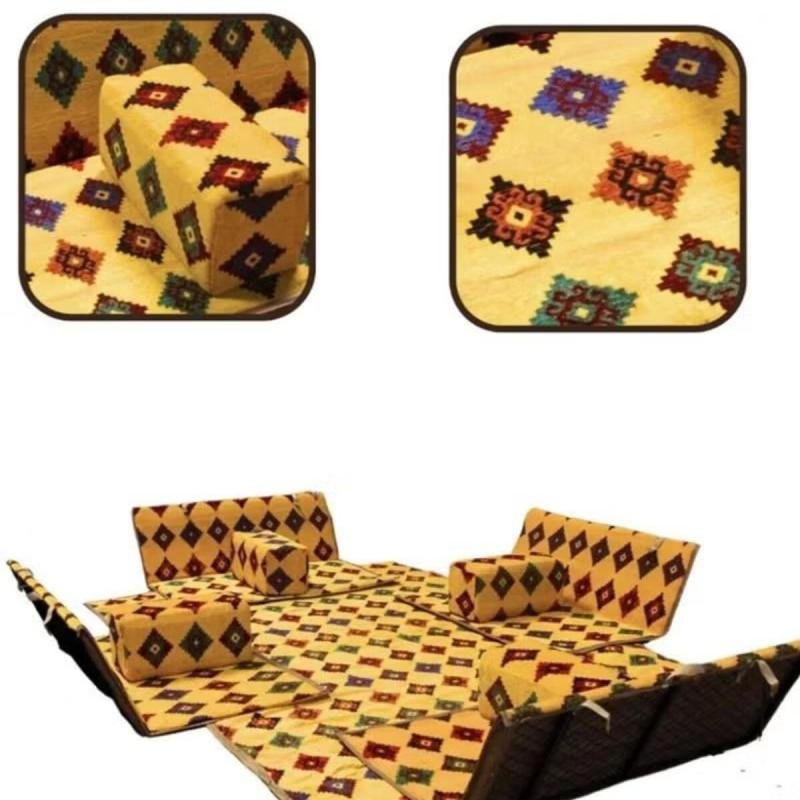 بساط رحلات أرضي تركي 5 قط (200×300 سم)مبطن بـ 4 كراسي أرضية ومدّة – مريح للجلوس وقابل للطي ل 9 أشخاص