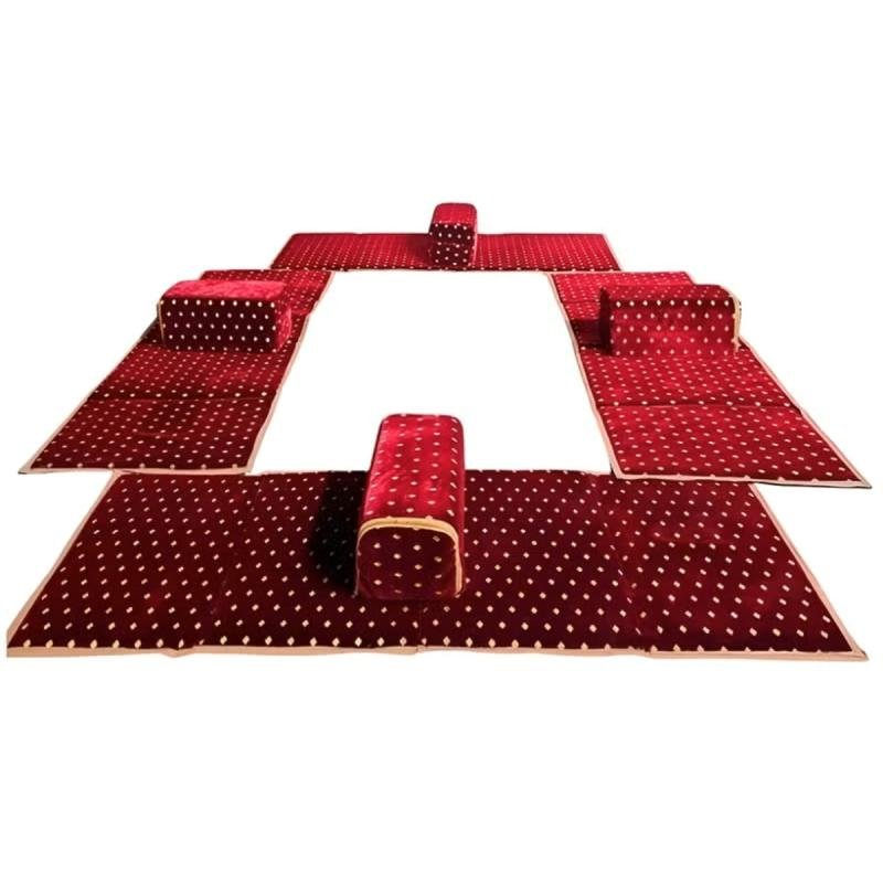 بساط رحلات أرضي 8 قطع (200×90 سم) – مجلس تخييم تركي مبطن لـ8 أشخاص