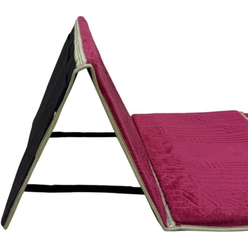 سجادة صلاة إسلامية 2 في 1 قابلة للطي للكرسي والتأمل والنزهات مع مسند للظهر (أحمر غامق)