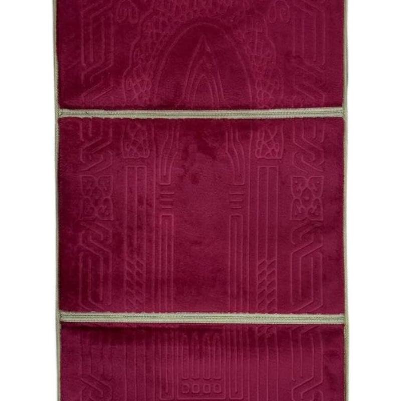 سجادة صلاة إسلامية 2 في 1 قابلة للطي للكرسي والتأمل والنزهات مع مسند للظهر (أحمر غامق)