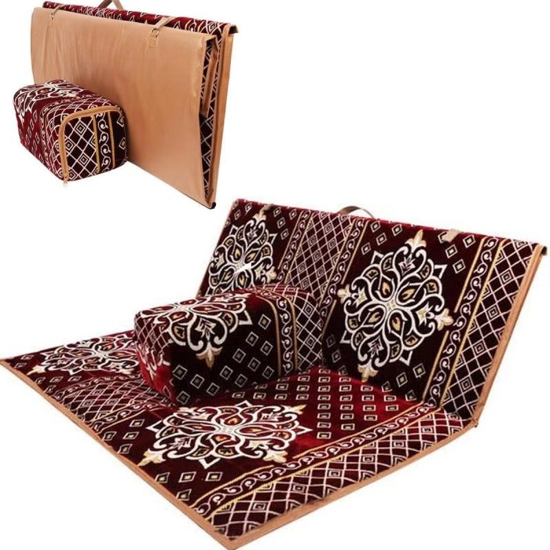 كرسي أرضي قابل للطي والتعديل للبر و اللنزهات والتخييم والشاطئ,قماش ناعم مزخرف