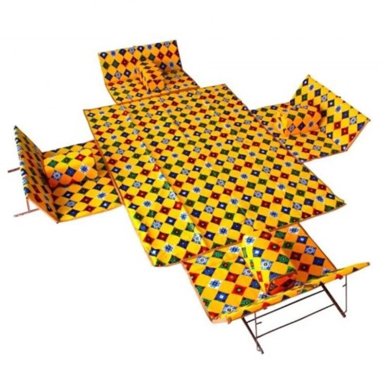 طقم مجلس تخييم أرضية مع مراكي وكراسي وبساط فاخر يكفي 8 أشخاص للبر والرحلات 9 قطع🌿