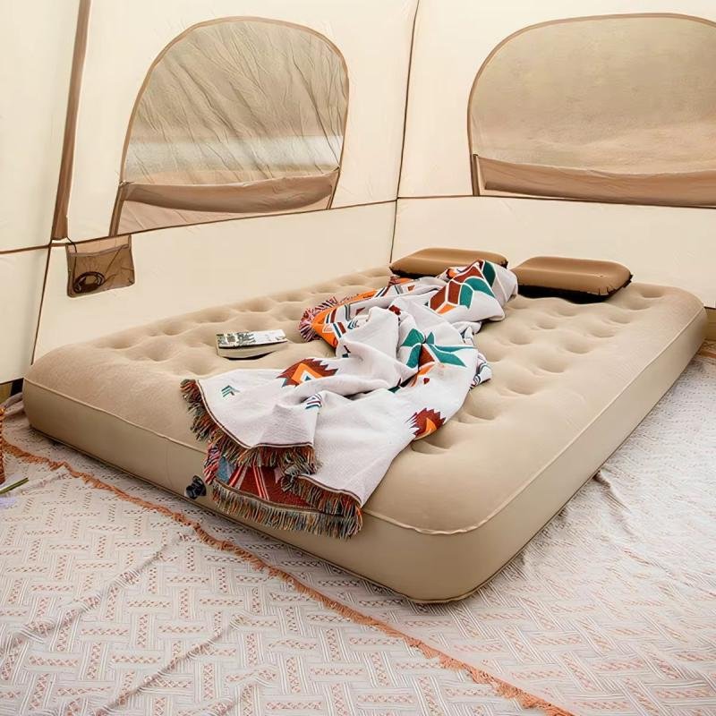 مرتبة هوائية مريحة، 190 × 100 × 25 سم، سطح مخملي ناعم، مع مضخة هواء قابلة للإزالة وماء