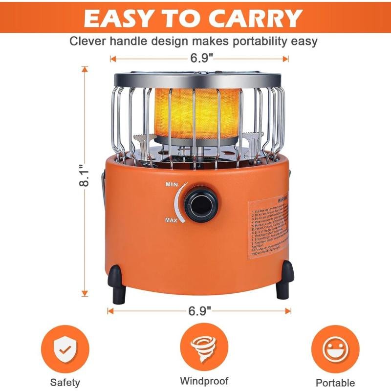 دفاية غاز للرحلات والتخييم 2 في1 ( للتدفئة + للطهي\تسخين\ تحضير مشروبات ساخنة)