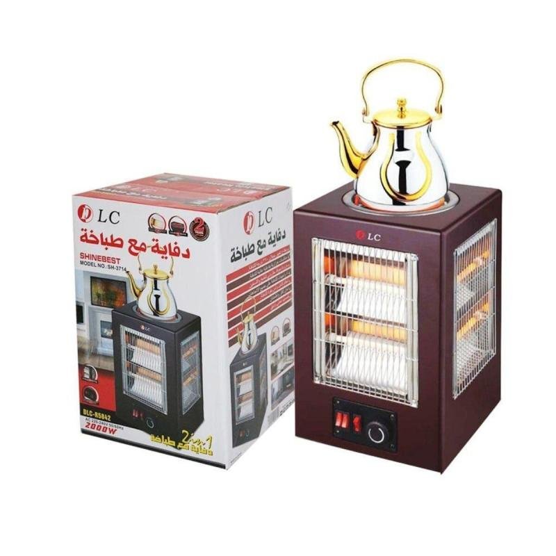 دفاية كهربائية محيطية 2 في 1 مع موقد للطهي والتسخين + تحضير المشروبات الساخنة بقوة 2000 واط